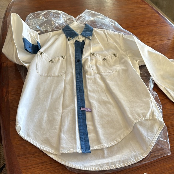 Spencer Creations Tucson AZ Vintage 90s Contrast Medium Denim Button Up - Picture 8 of 15